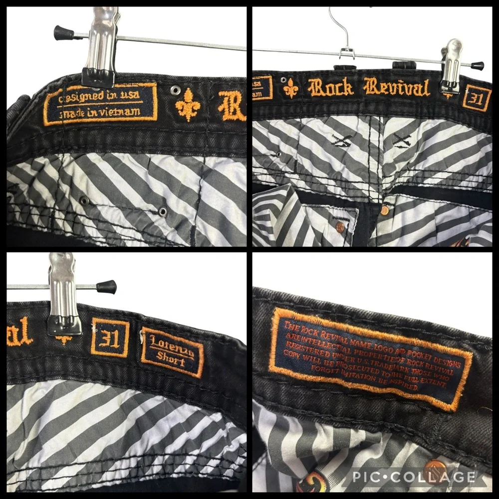 Rock Revival Distressed Black Denim Shorts – Men’s Sz 31